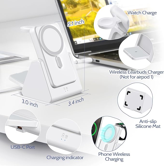 Smtcsl 3-in-1 Wireless Charging Station: Portable 5000mAh Power Bank Charger - Image 6