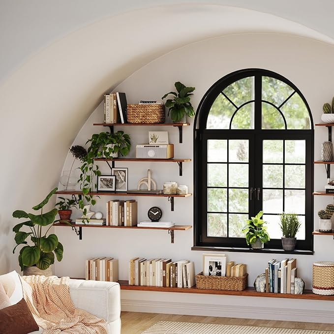 DINZI LVJ Long Wall Shelves, 47.3" Large Floating Shelves Set of 2, Farmhouse - Image 2