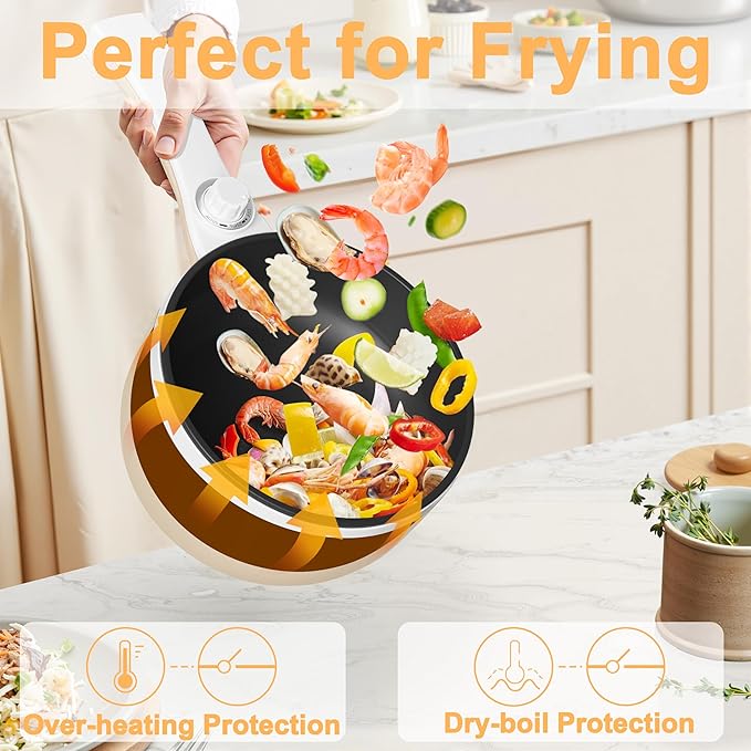 Dezin Hot Pot Electric Upgraded, Non-Stick Sauté Pan, Rapid Noodles Electric Pot - Image 2