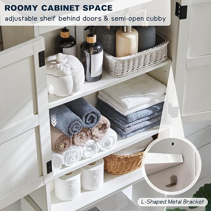 ACCOHOHO Over The Toilet Storage Cabinet, Farmhouse Bathroom Cabinet - Image 5