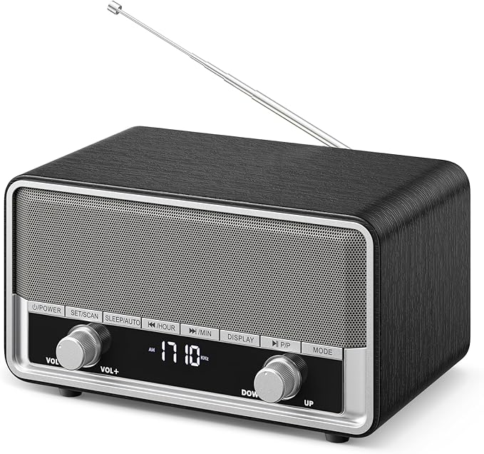 Vintage Wood AM FM Clock Radio by Audiocrazy