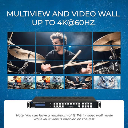 OREI 4K 4x16 HDMI Matrix Video Wall Controller Processor Multiviewer Display - Image 7