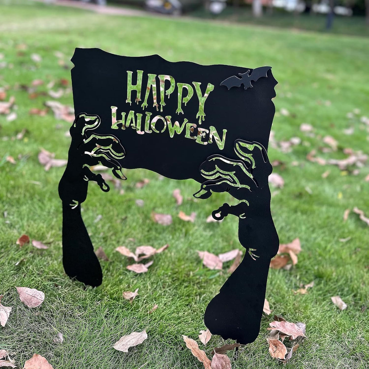 Metal Hand Happy Halloween Garden Stakes，Decorative Scary Yard Stakes