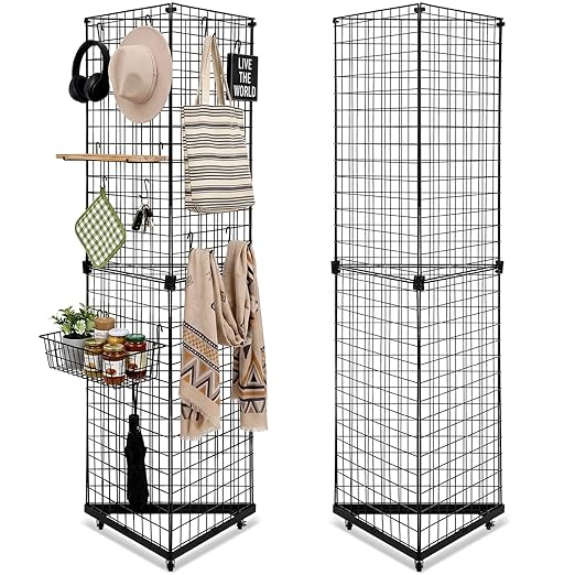 Weysat 5' x 1.6' Triangle Gridwall Panel Display Stand 3-Sided Grid Tower by Weysat