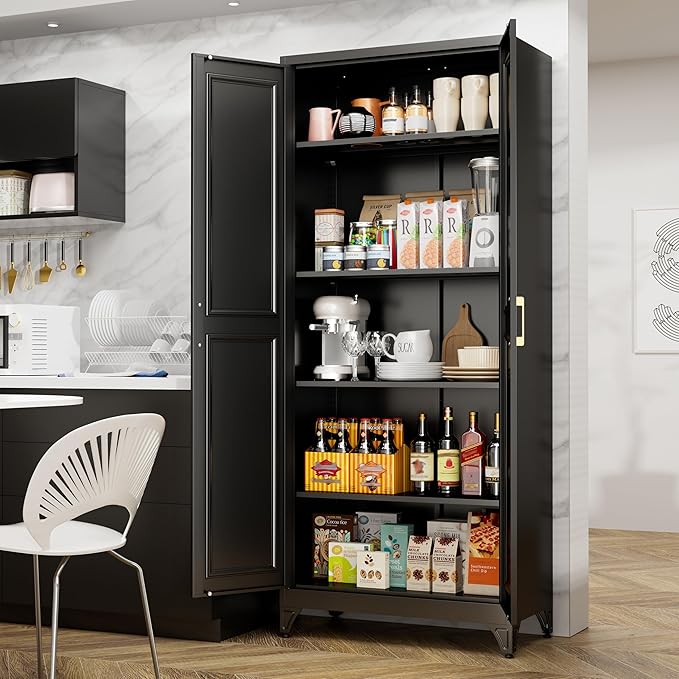 75" Tall Metal Storage Cabinet, Kitchen Pantry Storage Cabinets - Image 6