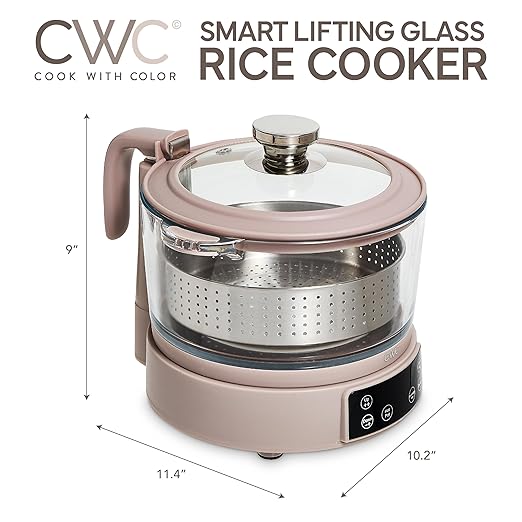 COOK WITH COLOR 3L Glass Mini Low Carb Rice Cooker – Holds 2 Cups Raw/Makes 6 - Image 3