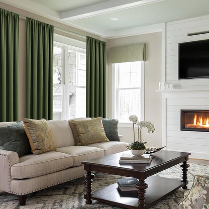 JIUZHEN Christmas Olive Green Blackout Curtains - Image 3