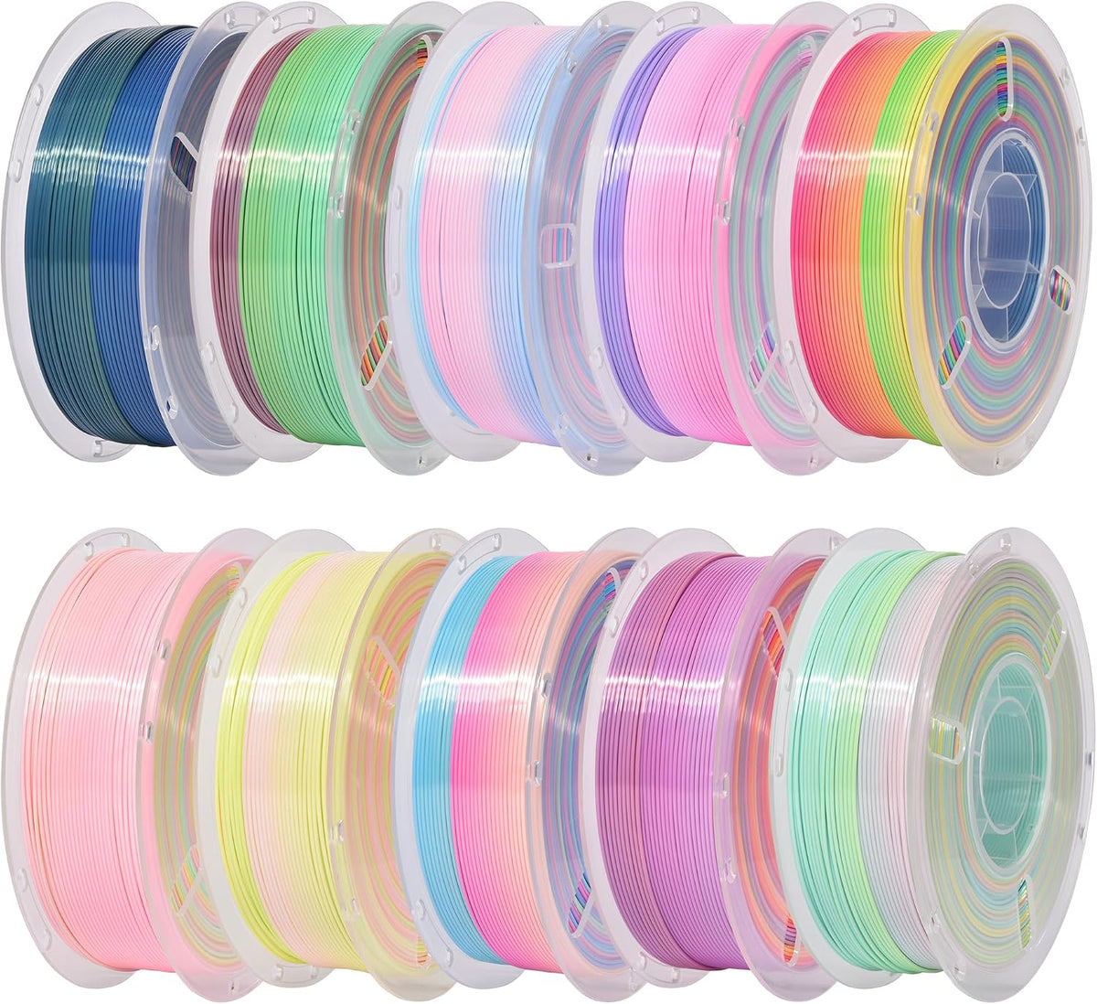 RAMBERY Silk Rainbow PLA 3D Printer Filament Bundle, 10 Colors Total 10kg, 1....