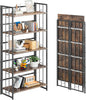 4NM No Assembly 5 Tiers Folding Bookshelf, 59.4" H Foldable Storage Shelves by 4NM