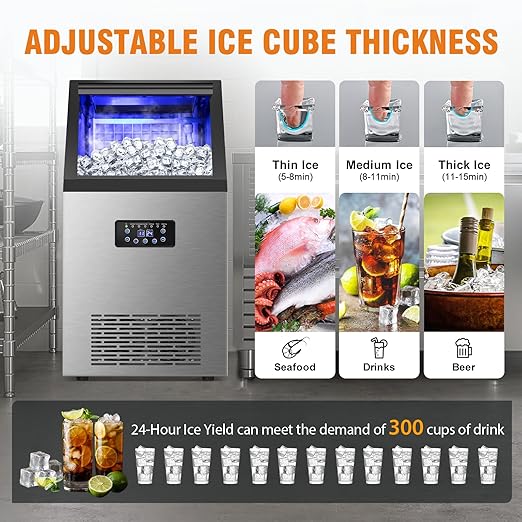 Commercial Ice Maker 120LBS/24H, Stainless Steel Freestanding Ice Maker Machine - Image 5