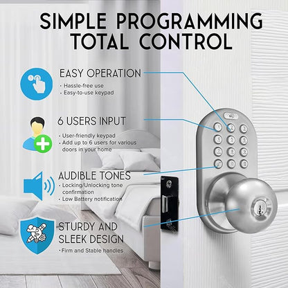 MiLocks TKK-02SN Tkk-Sn Digital Door Knob Lock - Image 4