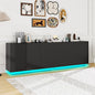 47" Black Fluted Sideboard Buffet Cabinet by WOENEI