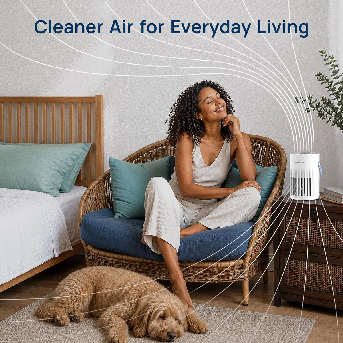 air purifiers for bedroom with 20db ultra-quiet sleep shown in use