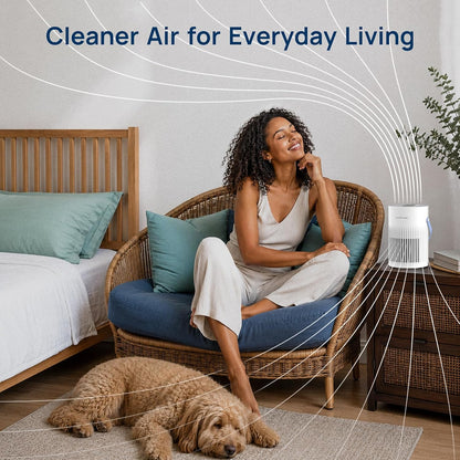 air purifiers for bedroom with 20db ultra-quiet sleep shown in use