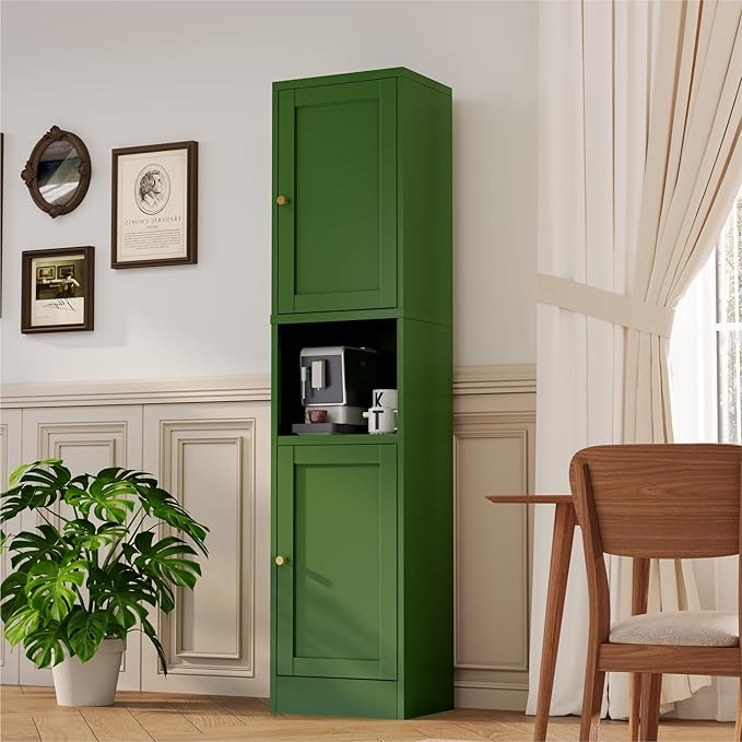 2-Door Metal Storage Cabinet, Tall Slim Pantry Organizer - Image 5