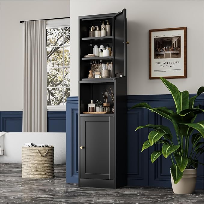 2-Door Metal Storage Cabinet, Tall Slim Pantry Organizer - Image 7