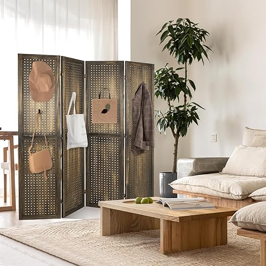 Babion 4 Panel Pegboard Display, Peg Board Room Divider Freestanding Folding - Image 2