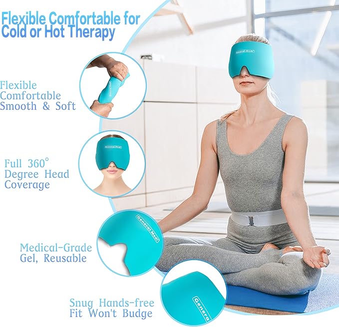 General Medi Headache & Migraine Ice Wrap Cap, Cold Therapy Migraine Relief Hat - Image 4