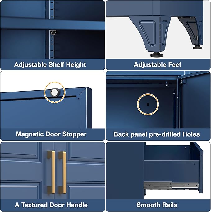 75" Tall Metal Storage Cabinet, Kitchen Pantry Storage Cabinets - Image 5
