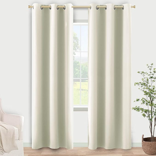 KOUFALL Cream Curtains for Small Windows, Room Darkening 80% Blackout Narrow 38 by KOUFALL