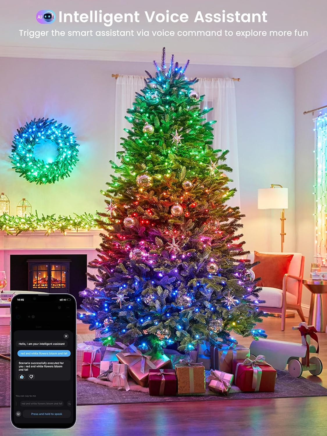Smart Color Changing Halloween Lights String 112FT 300 LED APP and Remote
