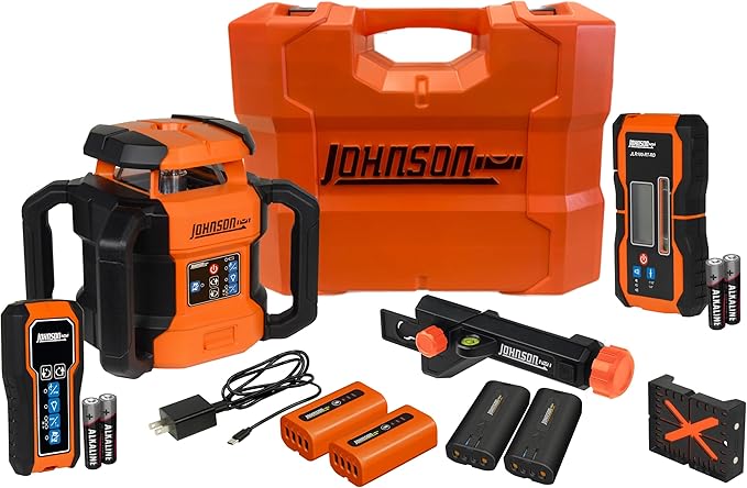 Johnson Level & Tool JRT300-RDHV-K Self-Leveling Red Dual Slope Rotary Laser Kit by Johnson