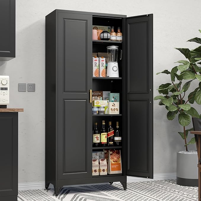 75" Tall Metal Storage Cabinet, Kitchen Pantry Storage Cabinets - Image 2