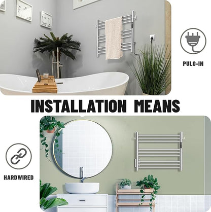 K&KALONZO Towel Warmer for Bathroom, Wall-Mounted 9-Bar Heated Towel Rack - Image 4
