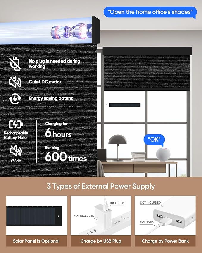 Kincmo Motorized Blinds with Remote, 100% Blackout Motorized Roller Shades Work - Image 5