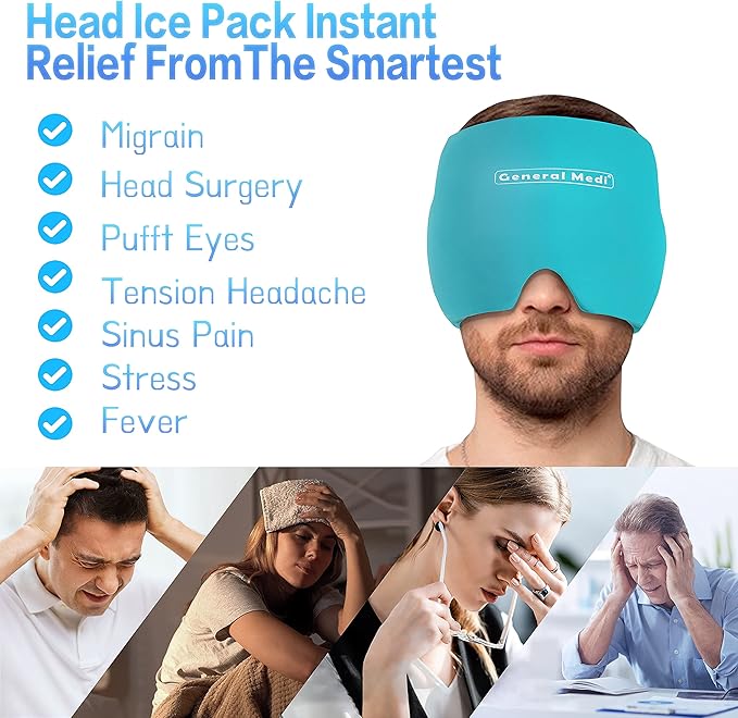 General Medi Headache & Migraine Ice Wrap Cap, Cold Therapy Migraine Relief Hat - Image 6