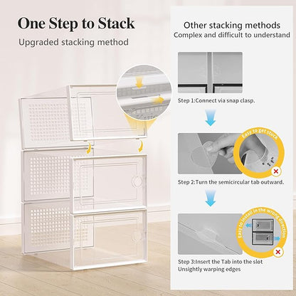 Kuject X-Large Shoe Storage Boxes Organizers Clear Plastic Stackable 12 Pack - Image 4