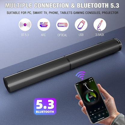 Puriom Sound Bar for Smart TV, 100W Sound Bar - Image 2