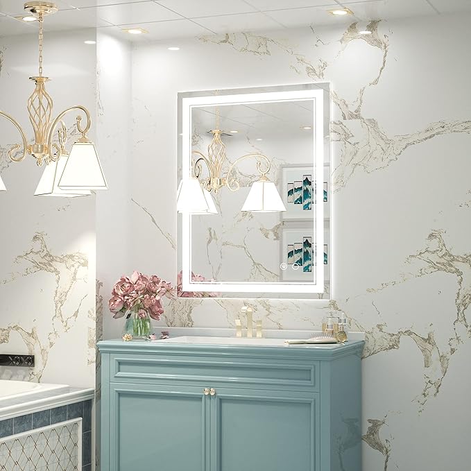 Keonjinn LED Bathroom Mirror 28" x 36", Frontlit & Backlit Bathroom Vanity - Image 9