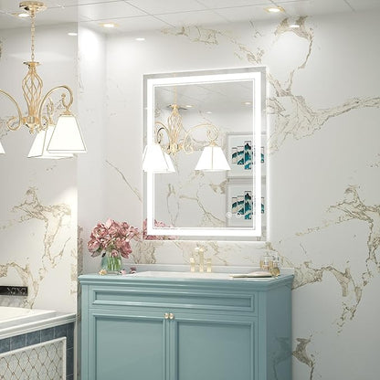 Keonjinn LED Bathroom Mirror 28" x 36", Frontlit & Backlit Bathroom Vanity - Image 9