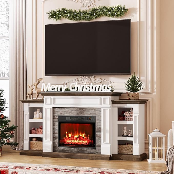 72" Electric Fireplace with Mantel, Fireplace TV Stand - Image 3