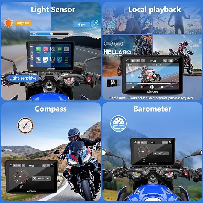 CARPURIDE W702BS PRO for BMW Motorcycle CarPlay & Android Auto Dual Bluetooth - Image 6