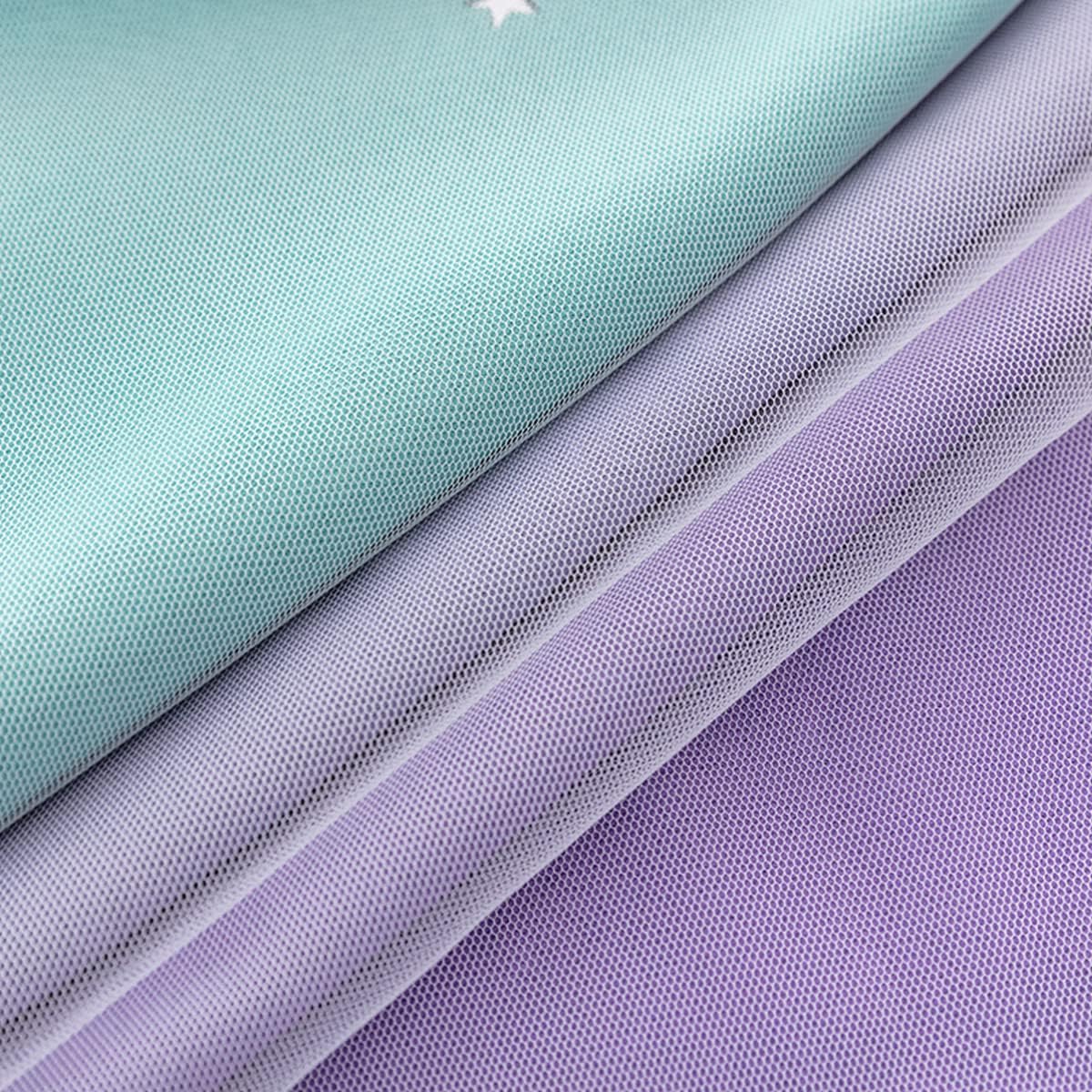 Kids Curtains for Girls Bedroom Princess Curtains for Daughter Room 96 Inches Long Star Curtains with Tieback & 3 Bowties(Purple Teal,W52*L96),1 Panel