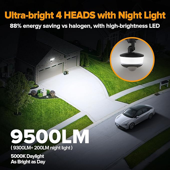LUTEC 84W 9500LM LED Security Light Hardwire Motion Sensor Outdoor Lights - Image 2