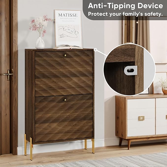 Smuxee Walnut Shoe Cabinet - Image 6