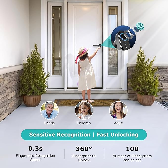 Smart Lock Fingerprint Door Lock, CATCHFACE TTLock Smart Lock Smart Door Handle - Image 8