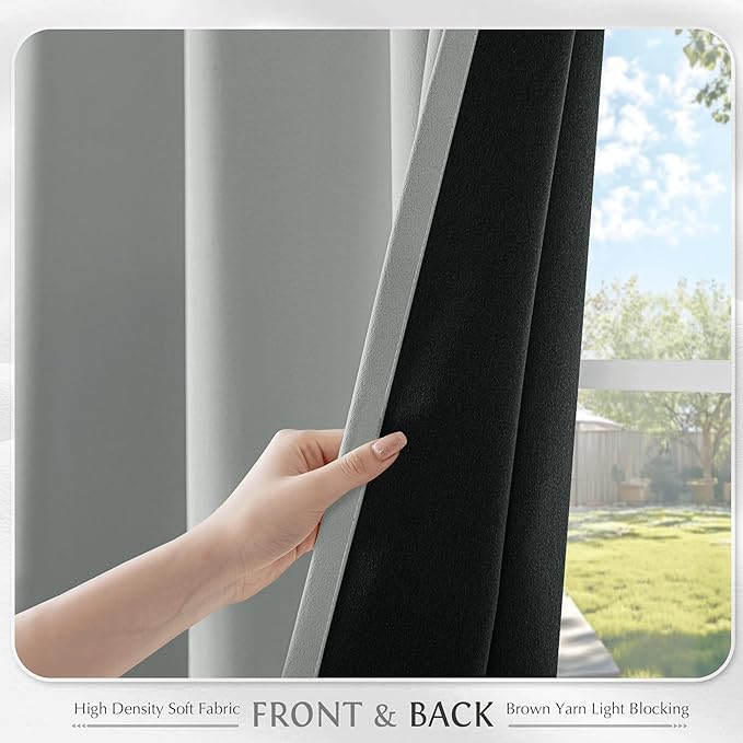 Beauoop Grey 100% Blackout Curtains 84 Inch Long 2 Panels - Image 8