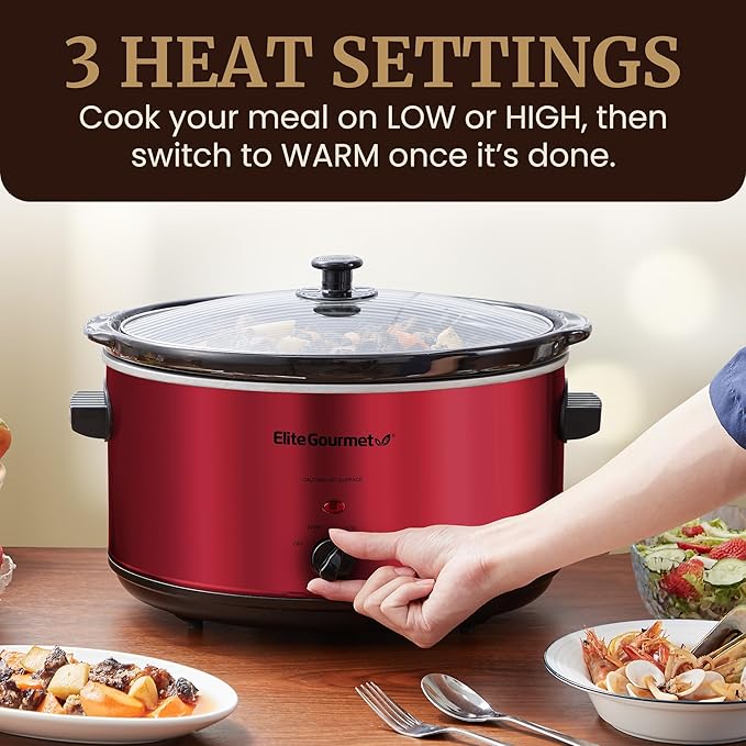 Elite Gourmet MST-900RXT# Electric Ceramic XL Jumbo Slow Cooker, Adjustable Temp - Image 2