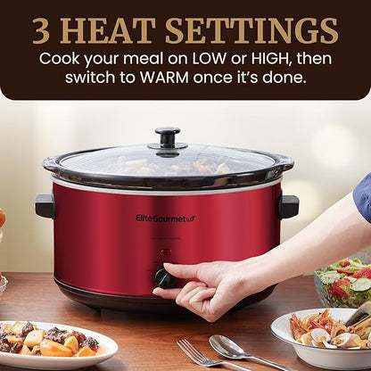 Elite Gourmet MST-900RXT# Electric Ceramic XL Jumbo Slow Cooker, Adjustable Temp - Image 2