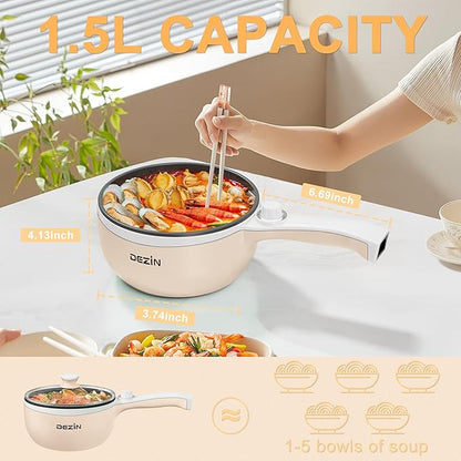 Dezin Hot Pot Electric Upgraded, Non-Stick Sauté Pan, Rapid Noodles Electric Pot - Image 4