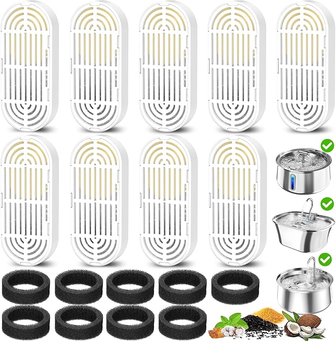 Cat Water Fountain Filters for 108/3.2L& 4L/134oz Stainless Steel Pet Water by Petilog