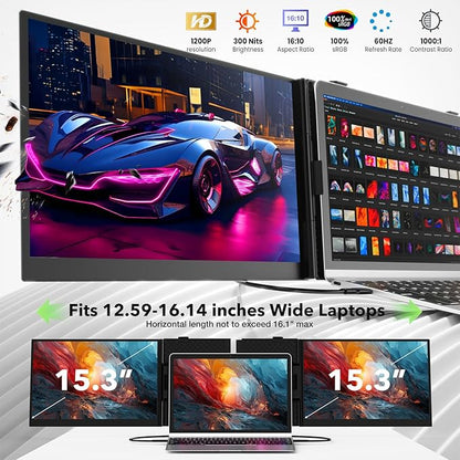Laptop Screen Extender, Ultra-Thin 15.3" FHD 1200P 16:10 Portable Monitor - Image 4