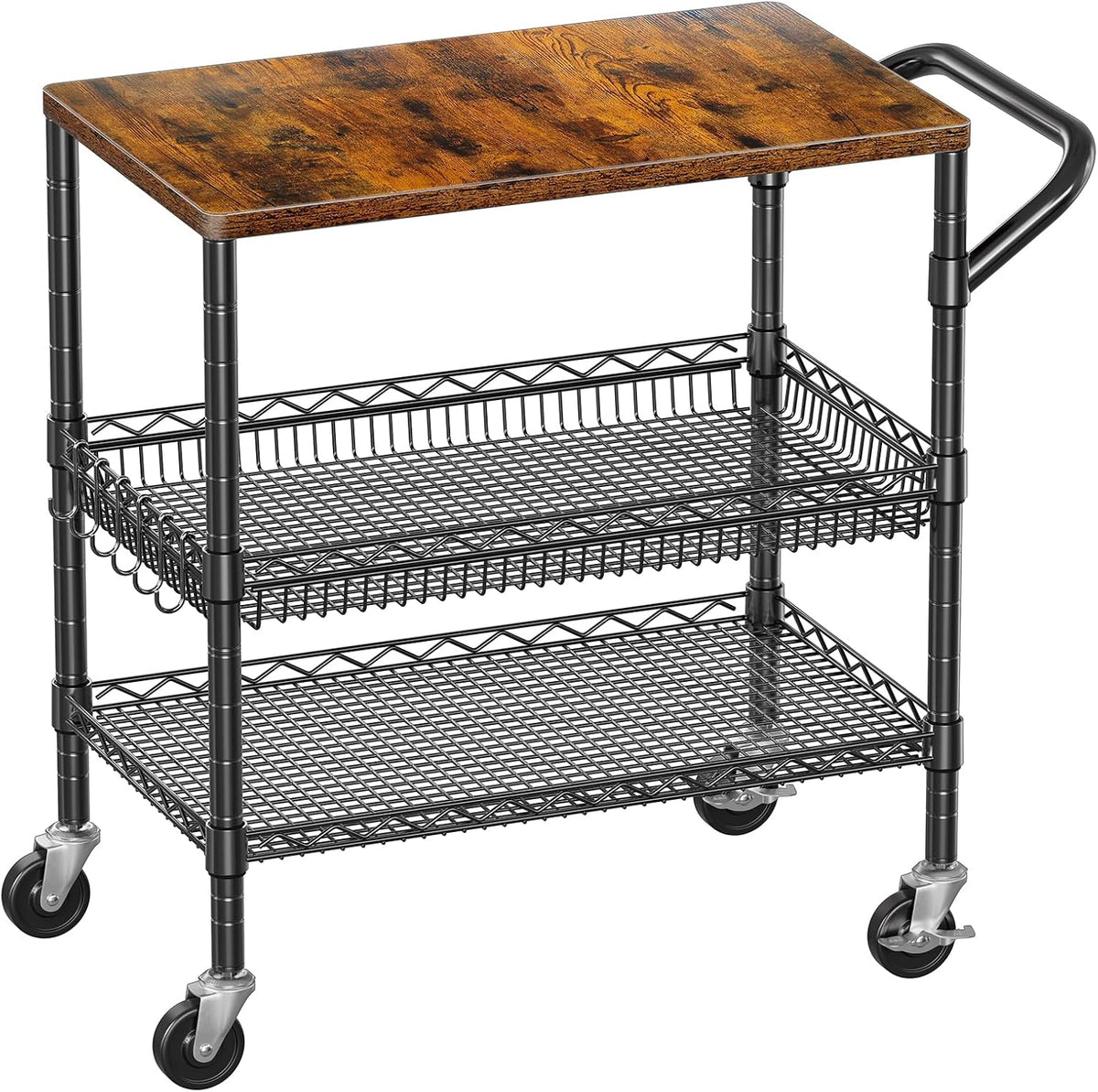 wdt 3 tier rolling carts with wheels, heavy, main product view
