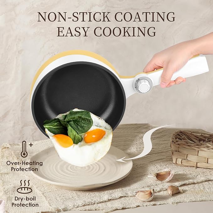 Audecook Hot Pot Electric, 1.7L Mini Electric Skillet Portable Nonstick Sauté - Image 3