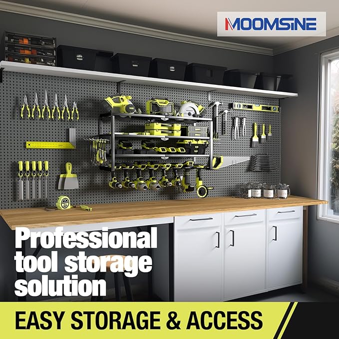 4 Layer Power Tool Organizer Wall Mount, Battery Tools Holder - Image 6