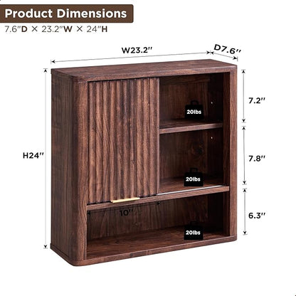 RedLemon Bathroom Wall Cabinet w/Fluted Sliding Door, Modern Medicine Cabinet - Image 2